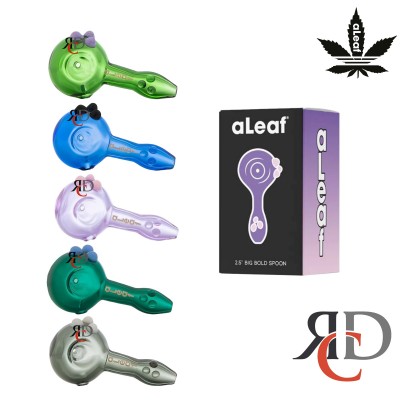 GLASS PIPE ALEAF BIG BOLD SPOON ASST. COLORS 1CT
